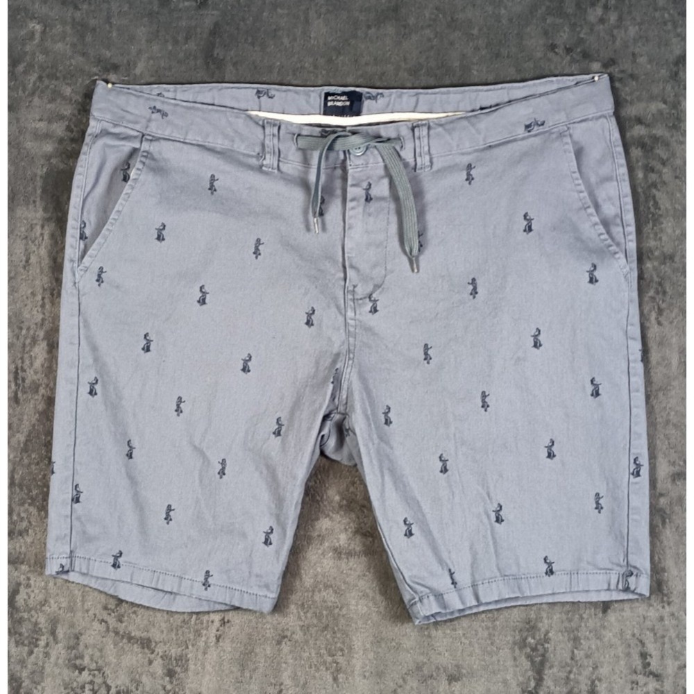 Michael Brandon Shorts Men 38 Blue Hula Girl Hawaiian Tiki Flat Front Chino